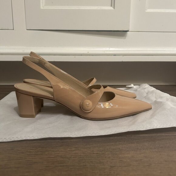 Stuart Weitzman Pointed Toe Mary Jane Slingback Pump - Picture 2 of 7